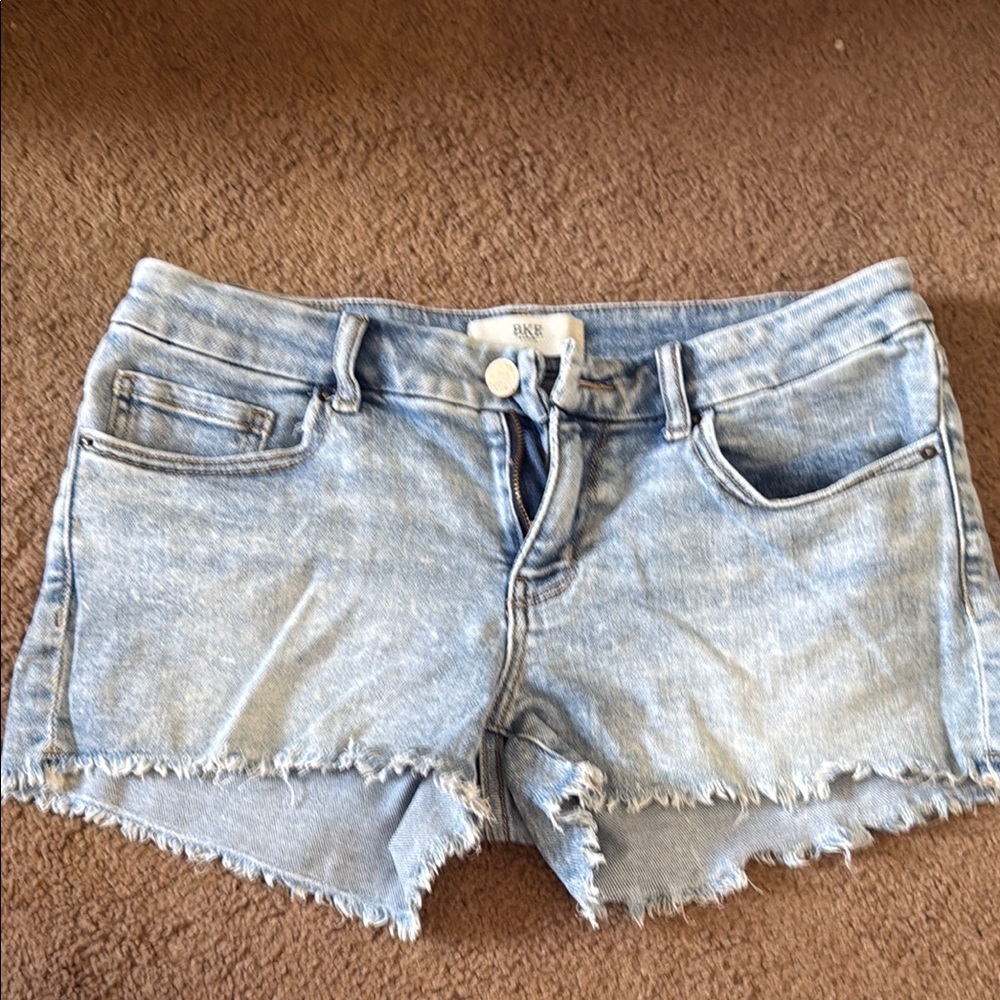 BKE Light Wash Frayed Jean Shorts